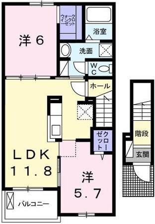 福崎駅 徒歩18分 2階の物件間取画像